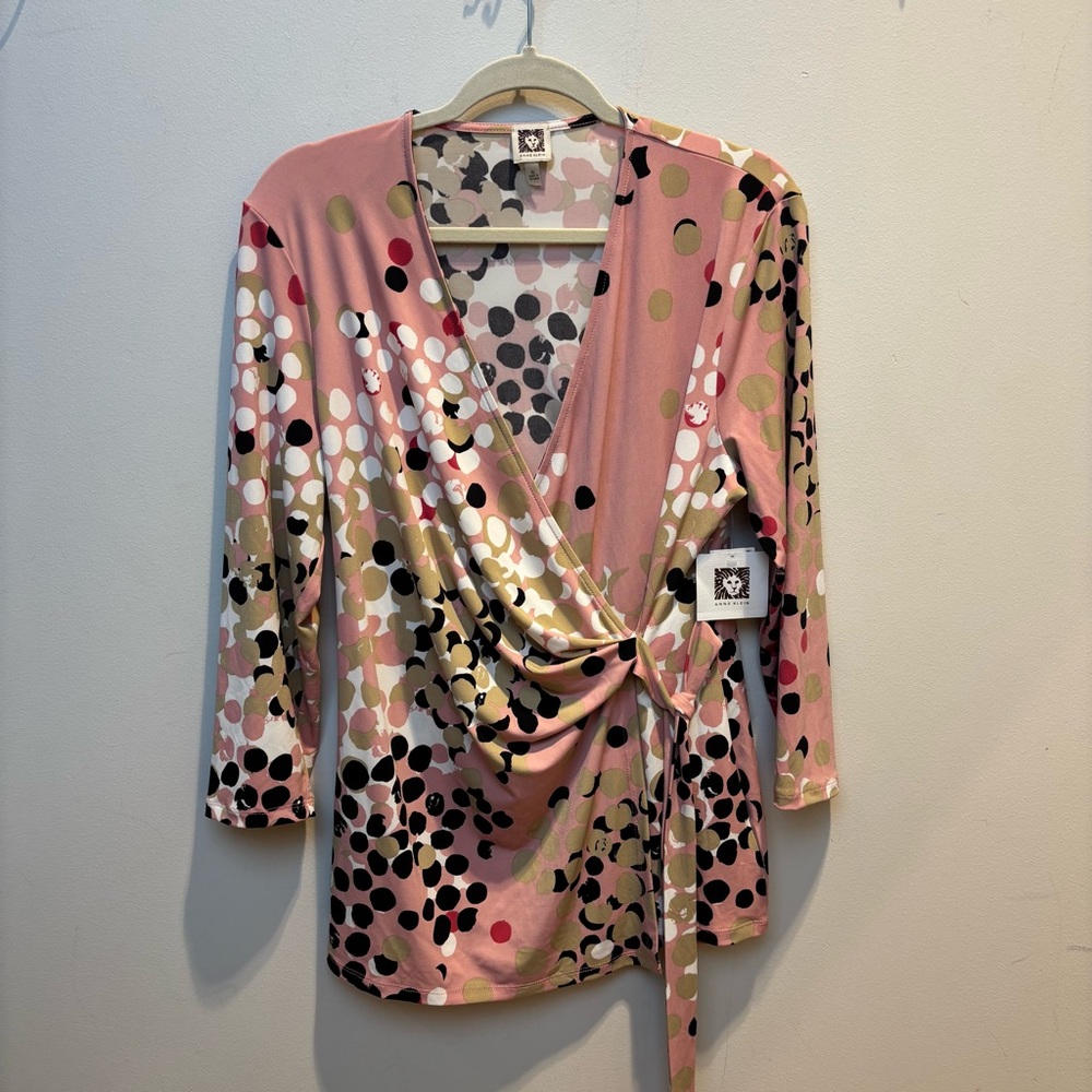 Polka Dot Wrap Top in Pink and Gold